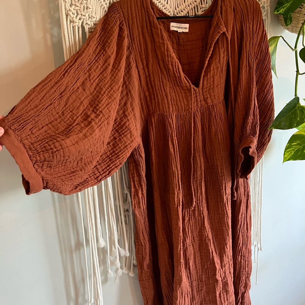 Daughters of India Terracotta Midi Dress